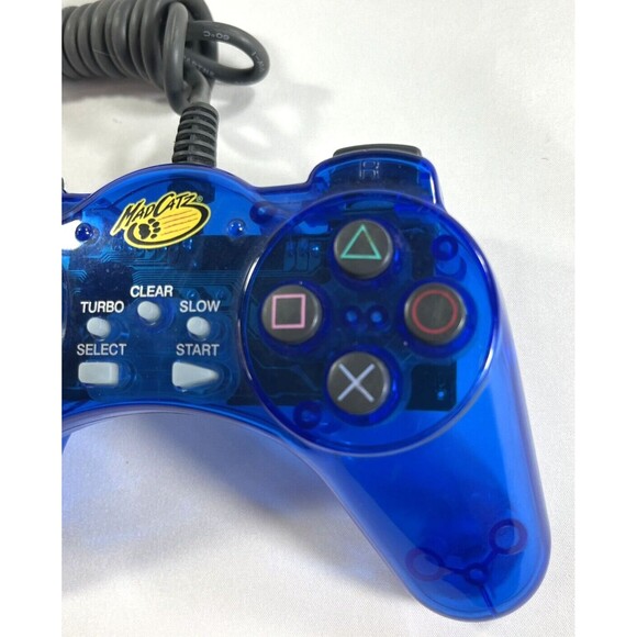 PlayStation Mad Catz Video Game Digital Controller Transparent Blue 8002 Tested - Picture 4 of 11